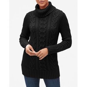 black cable turtleneck sweater